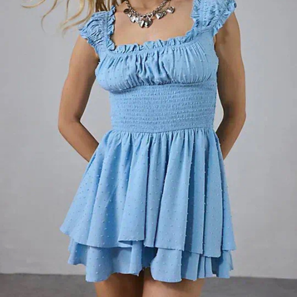 Urban Outfitters Rosie Smocked Tiered Ruffle Romper size xs